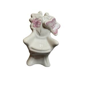 Vintage Emson Miniature Porcelain Chair Butterfly Floral Taiwan R.O.C.